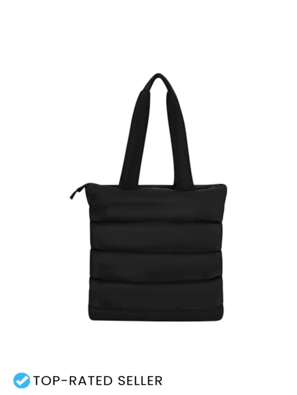 Quilted Tote Bag with Zip Closure for Work Travel Daily Use